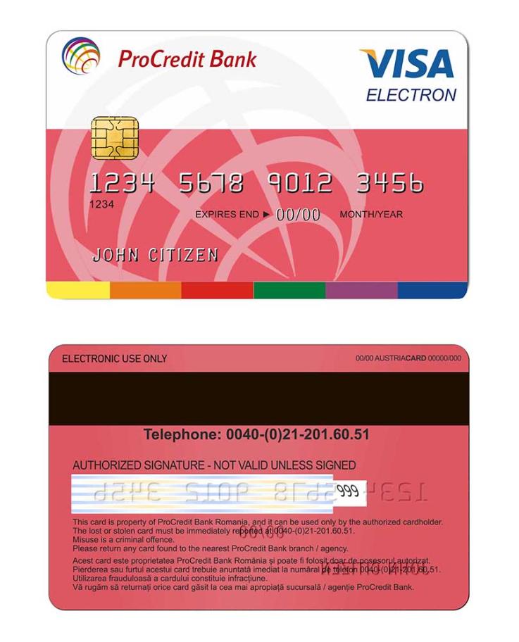 Romania Procredit bank visa electron card